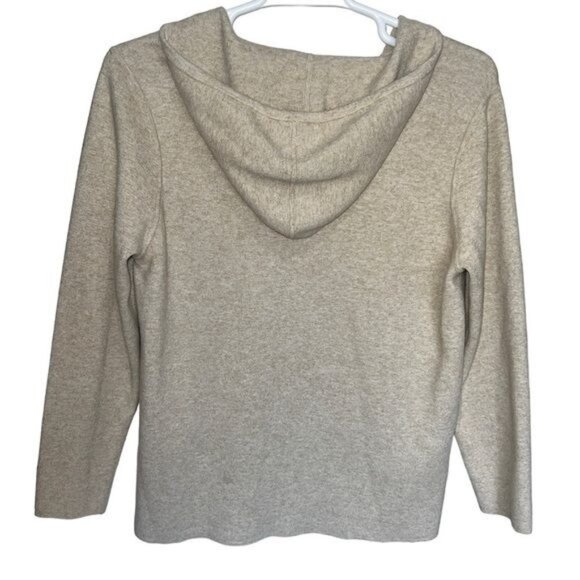 Magaschoni Womens Knit Hoodie Pullover Sweater Khaki Size XL Lightweight Casual - Picture 3 of 7